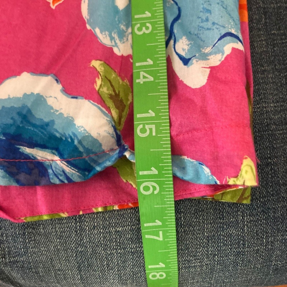 Hollister Skirt Womens Sz L Pink Blue Floral Cotton Elastic Waist A-Line Short‎ - Picture 9 of 9